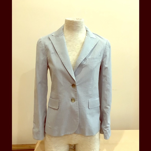 Theory Jackets & Blazers - Theory blue white pinstripe seersucker jacket